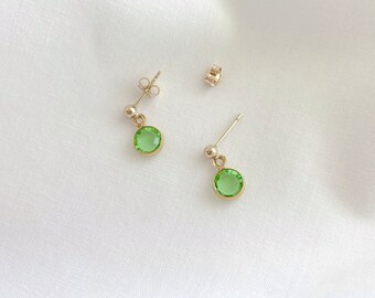 Peridot Earrings, August Birthstone Earrings,August Birthday Gift, Swarovski Birthstone crystal,14K Gold Filled, Gift for Her, Peridot studs