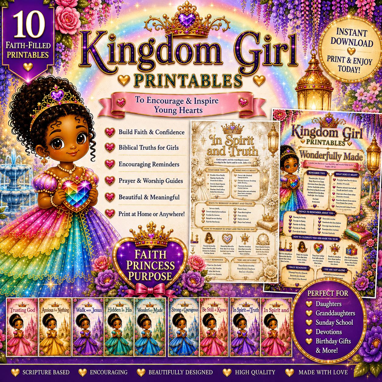 Princess Principles Christian Princess Printable Bundle for Girls | Bible Verse Wall Art ...