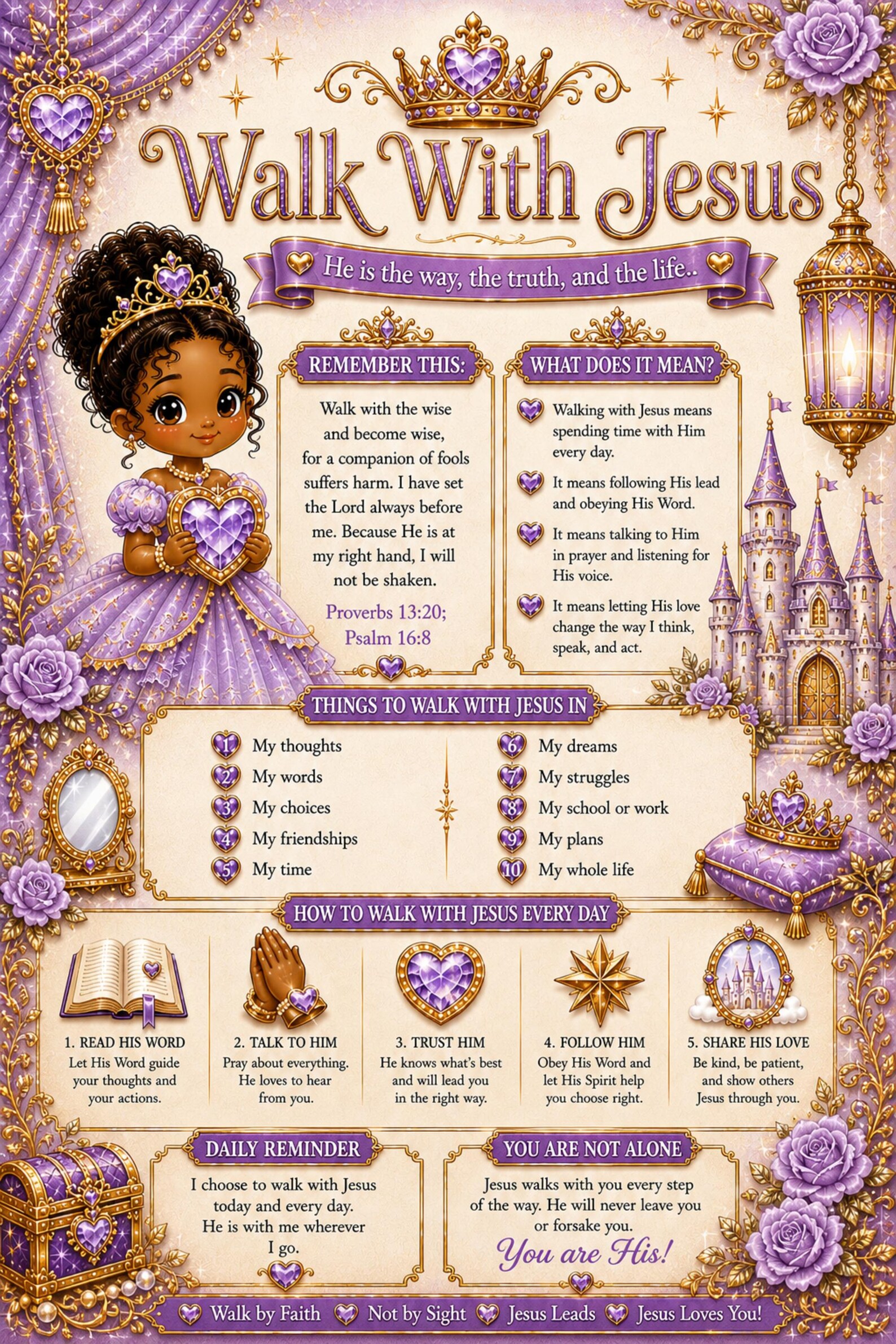 Princess Principles Christian Princess Printable Bundle for Girls | Bible Verse Wall Art ...