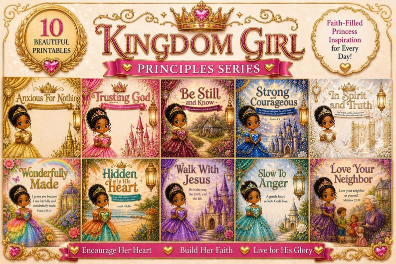 Princess Principles Christian Princess Printable Bundle for Girls | Bible Verse Wall Art ...