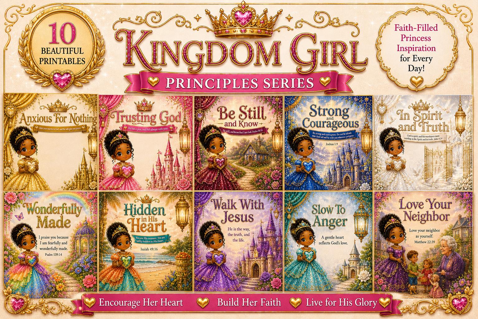 Christian Princess Printable Bundle for Girls | Bible Verse Wall Art ...