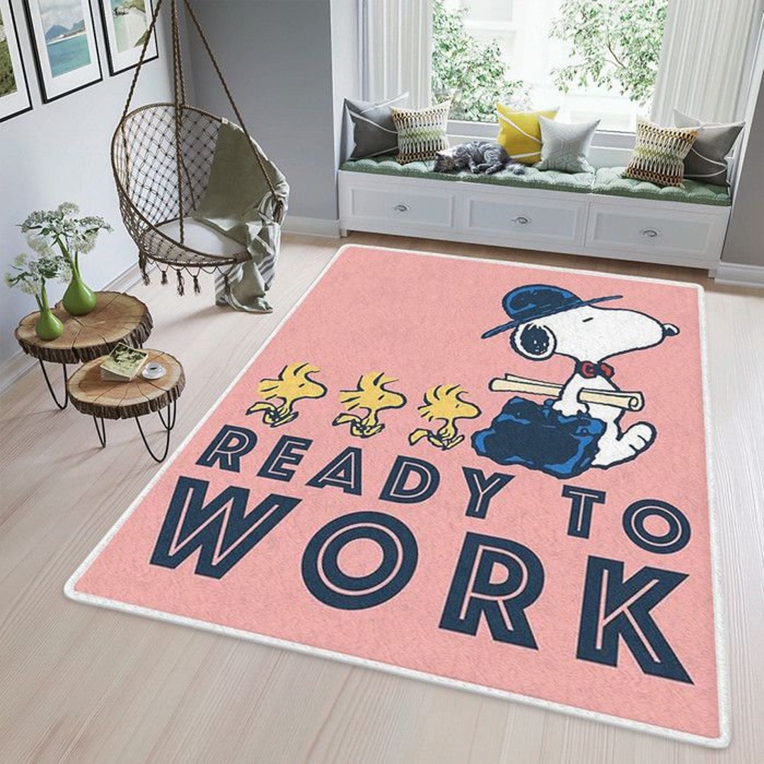 Snoopy Ready to Work Peanuts Cartoon Gifts Lover Area Rug Etsy