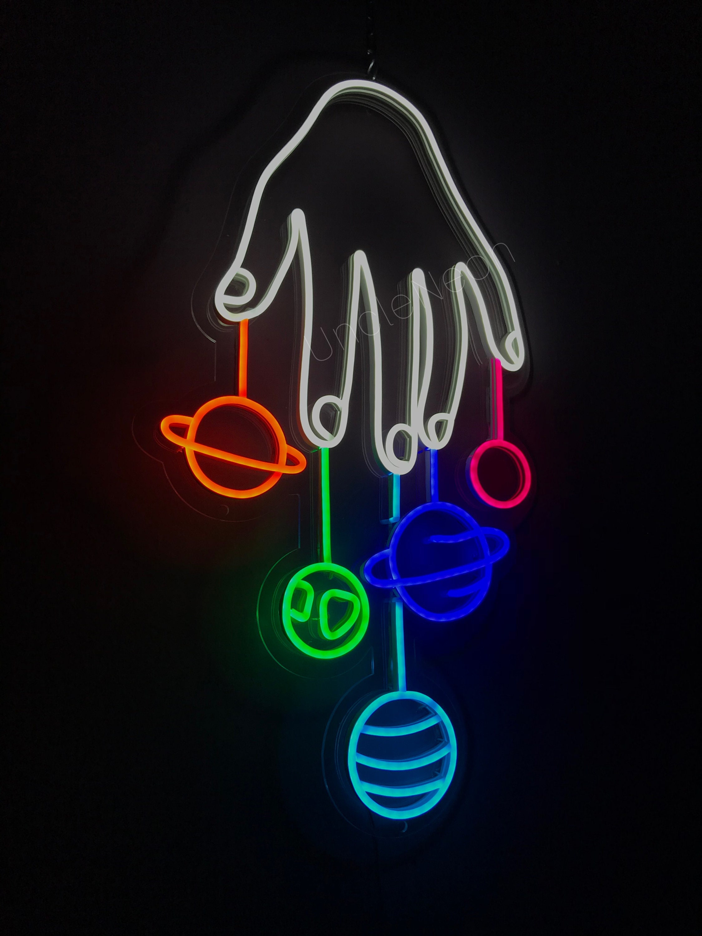 Space Hand LED Neon Sign Hand With Neon Sign Cosmic Etsy