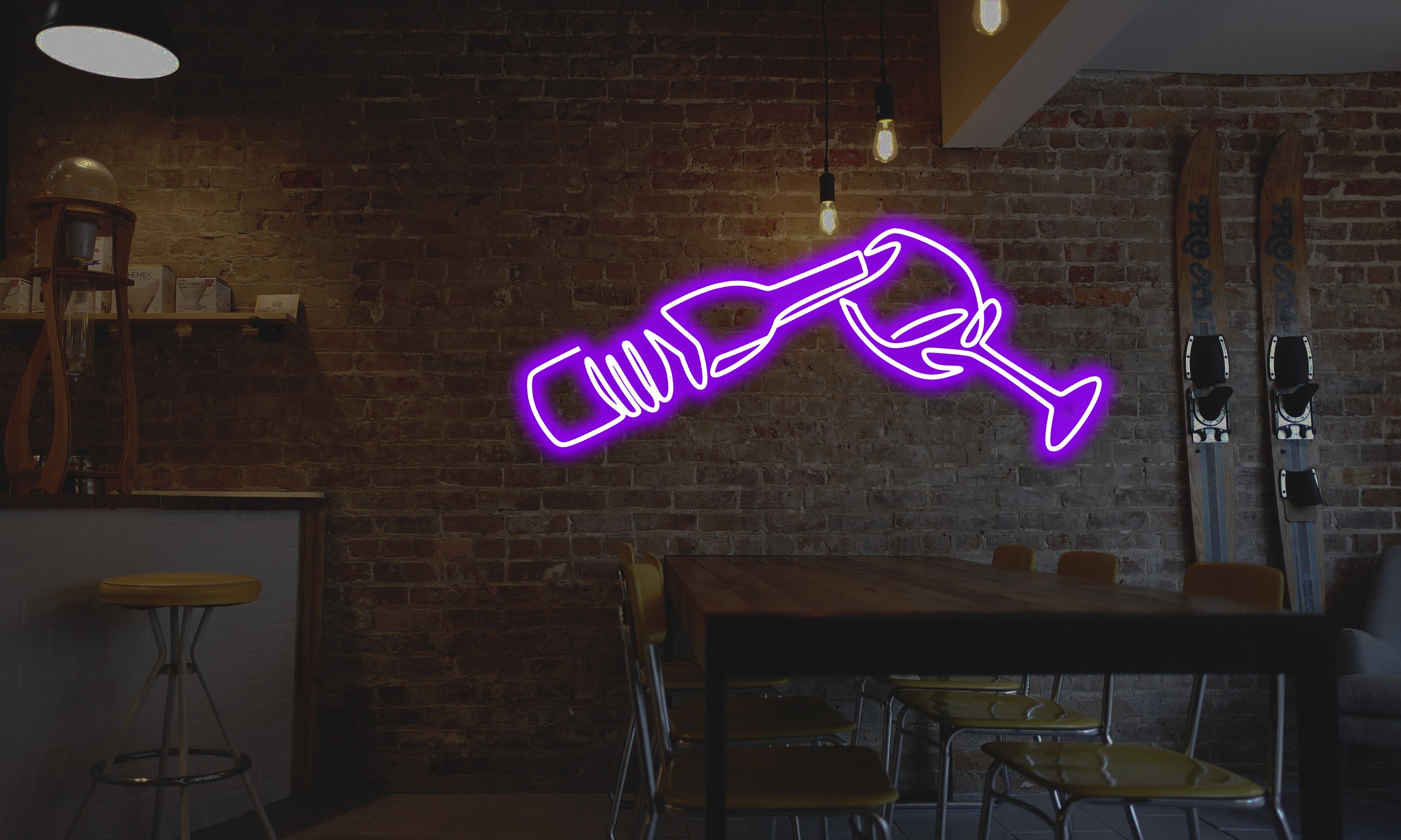 Wine LED Neon Sign Glass Of Wine Sign Wine Bottle Neon Etsy