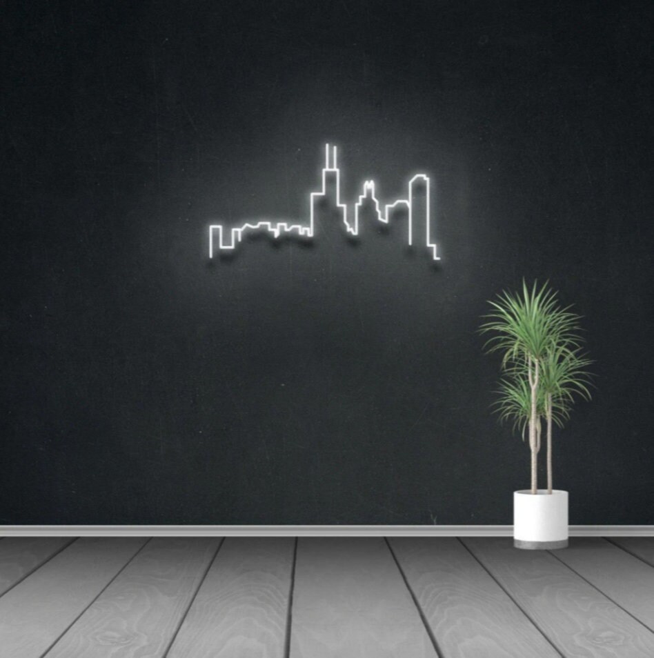 Chicago Neon Sign City Neon Sign Custom Neon Sign Etsy