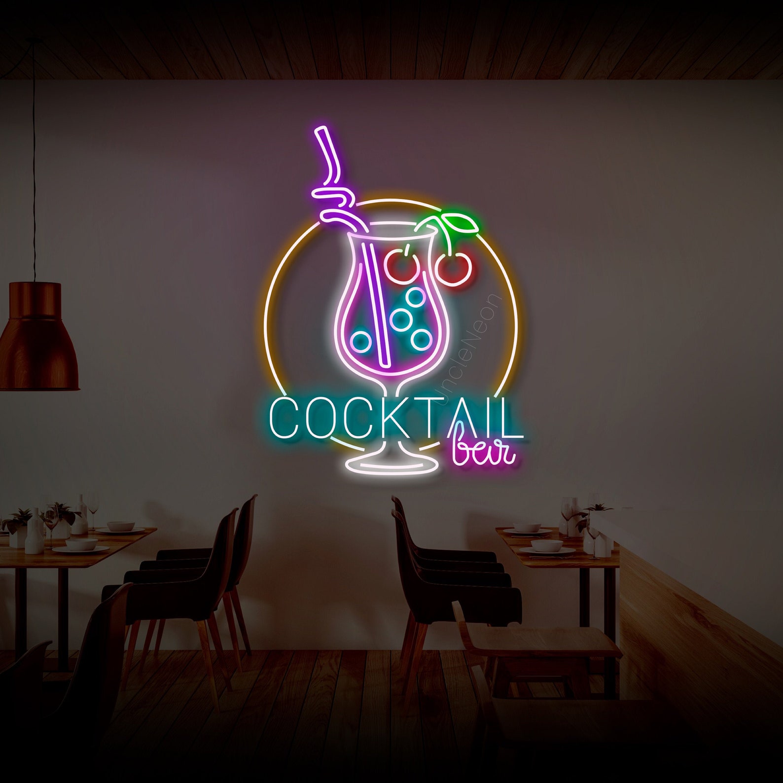 Cocktail Bar LED NEon SIgn Bar Neon SIgn Cocktail Sign | Etsy