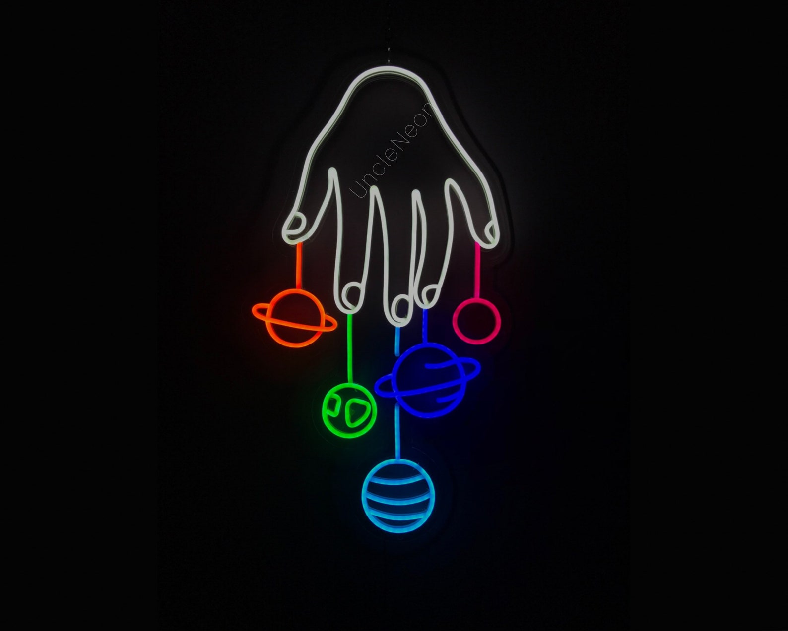 Space Hand LED Neon Sign Hand With Neon Sign Cosmic Etsy