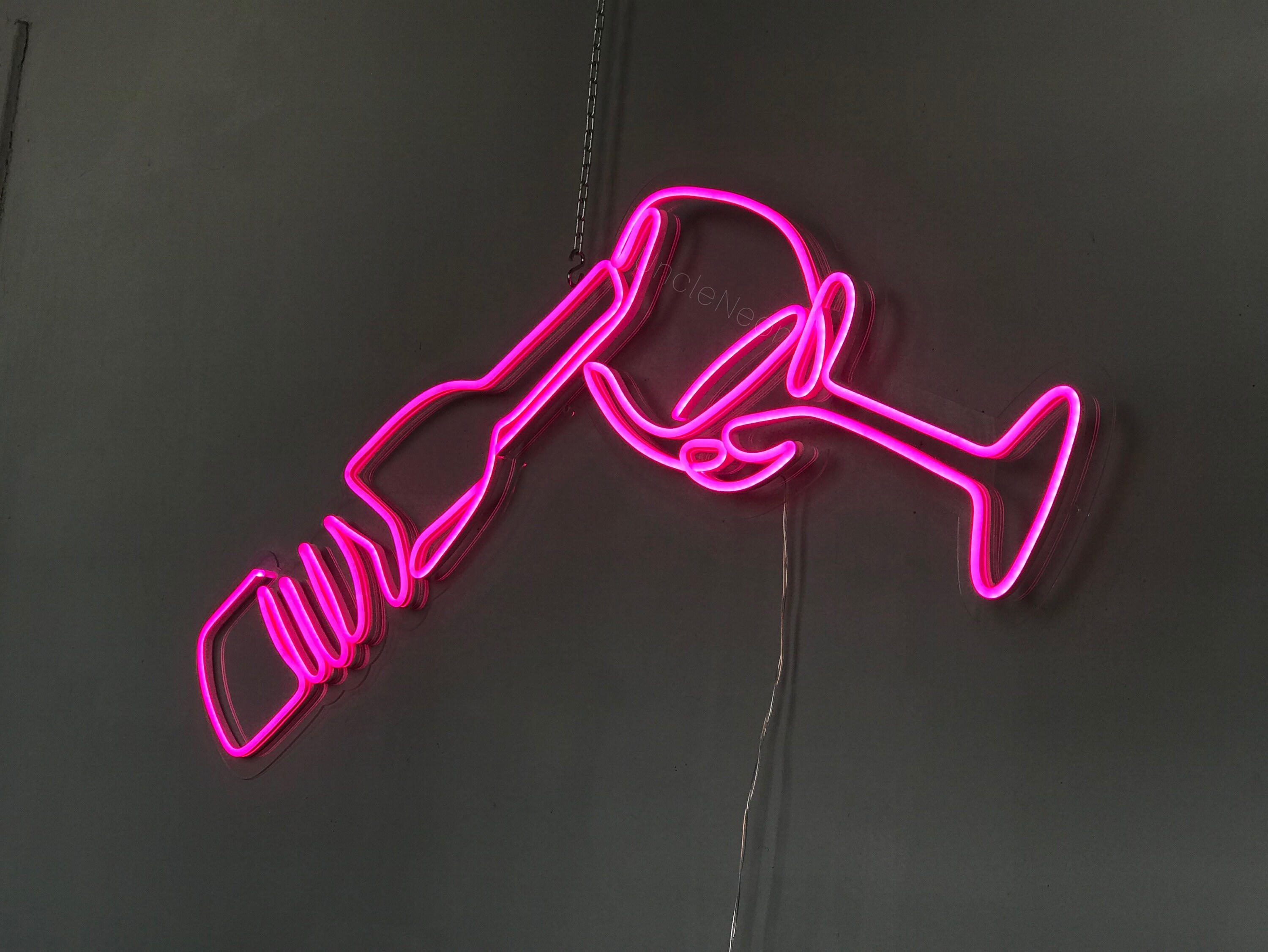 Wine LED Neon Sign Glass Of Wine Sign Wine Bottle Neon Etsy