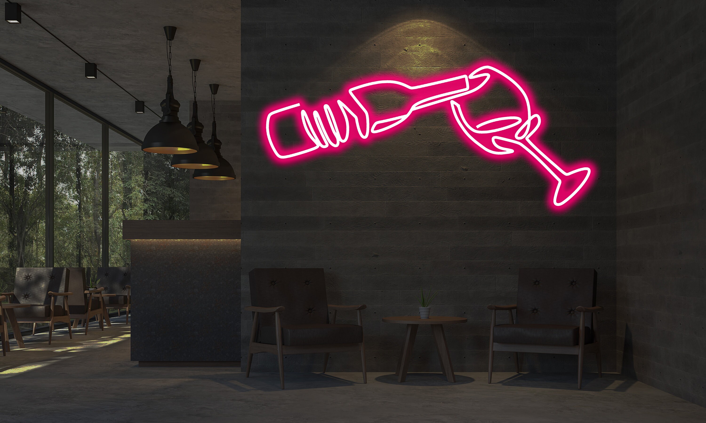 Wine LED Neon Sign Glass Of Wine Sign Wine Bottle Neon Etsy