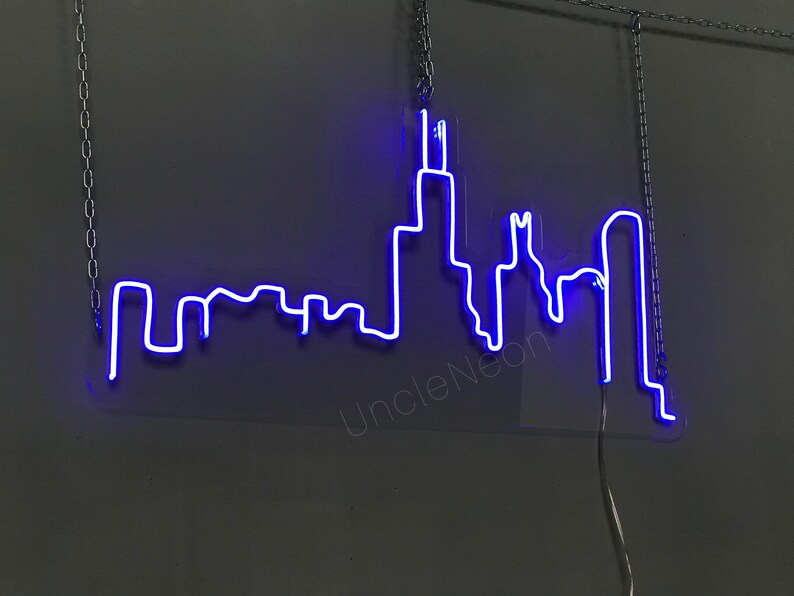 Chicago Neon Sign City Neon Sign Skyline Neon Sign City Etsy Canada