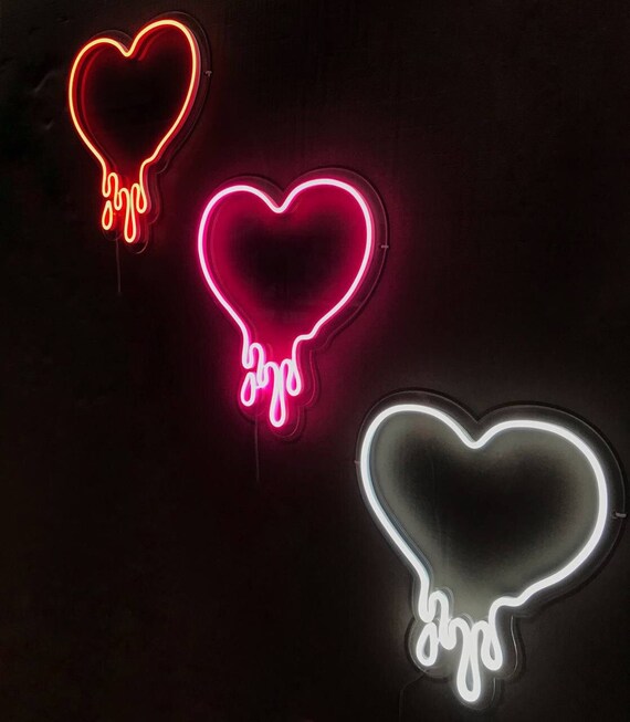 Dripping Heart Neon Sign Melting Heart Neon Light Heart Led Etsy Australia
