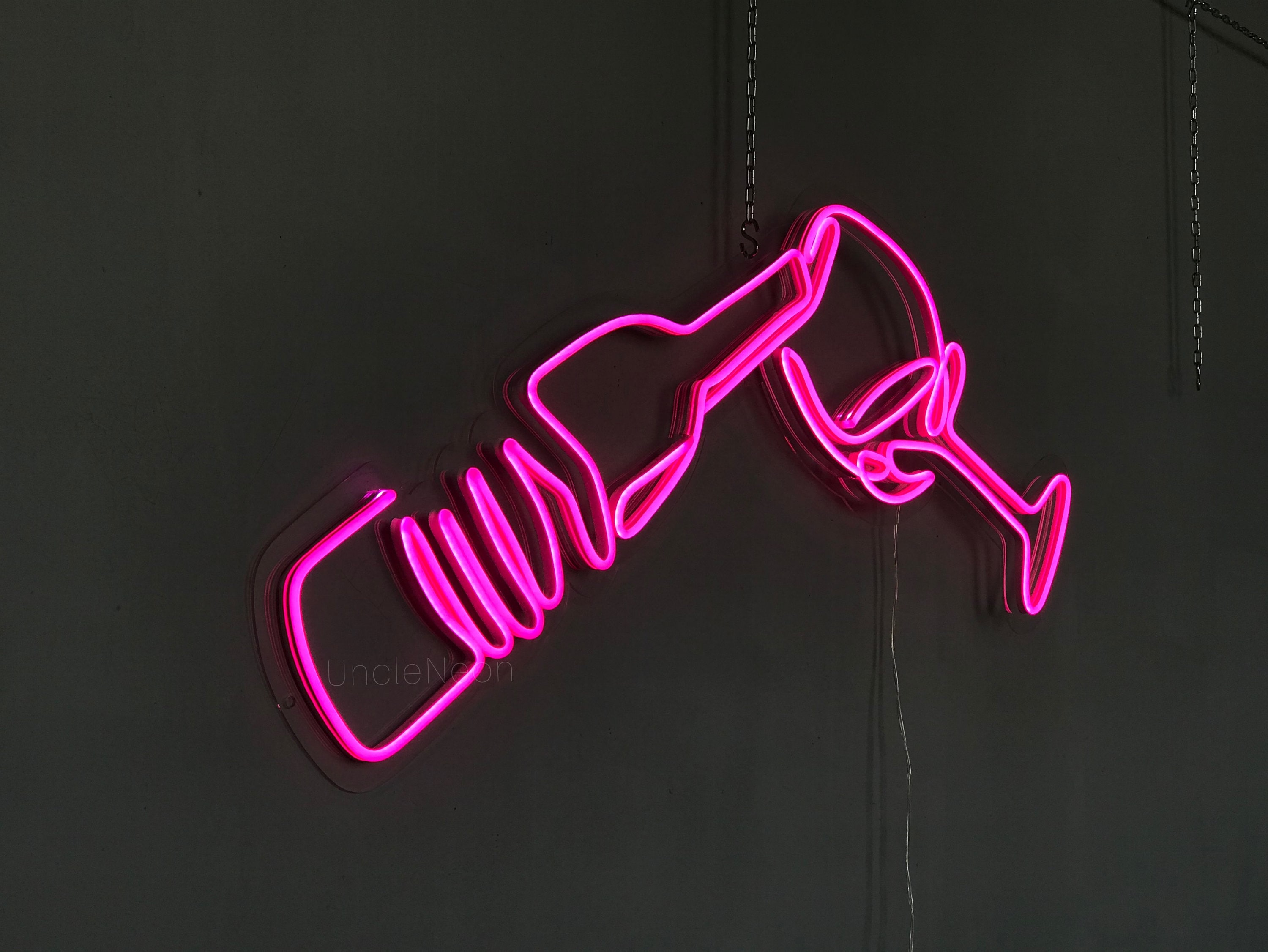 Wine LED Neon Sign Glass Of Wine Sign Wine Bottle Neon Etsy