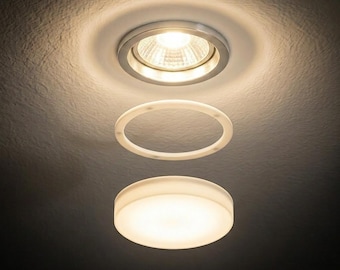 Glow Dome Slim - Difusor de luz empotrable, cubierta adhesiva para luz LED empotrable