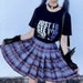 College Plaid Skirt & Pleated Skirt - Egirl Purple Skirt - Korean Fashion - Kawaii Skirt - Cute - Lolita - Harajuku - Rave