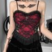 Fairycore Grunge Top & Hollow Out, Cross Decoration, Lace Up, Gothic Sexy Red Crop Top - Vintage Camisole - Punk - Harajuku - EGirl - Kawaii