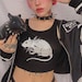 Mouse Printed Gothic Tank Top & Crewneck Black Cropped Top - Mall Goth - Dark Acadenia - Grunge - Emo Clothing - Egirl 