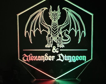 Custom DnD LED Light| Personalized Dungeon Master Gift | USB or Battery Powered