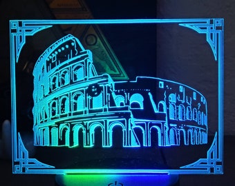 Italien Colosseum Akryl RGB LED-lampa - USB- eller batteridriven