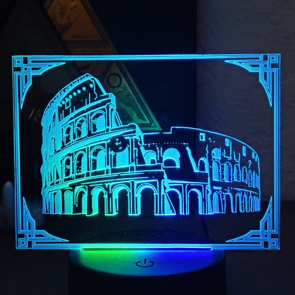 Eclairage LED RVB acrylique Colosseum Italie - Alimenté par USB ou par batterie