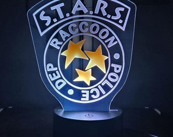 Resident Evil Stars Police Bade-inspirerad RGB LED-lampa - USB- eller batteridriven