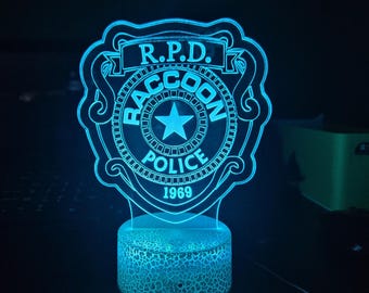 Resident Evil Racoon City Police Bade-inspirerad RGB LED-lampa - USB- eller batteridriven