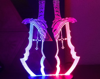 God of War Blades of Chaos Inspired RGB LED Light Change to different positions - USB or Battery Powered