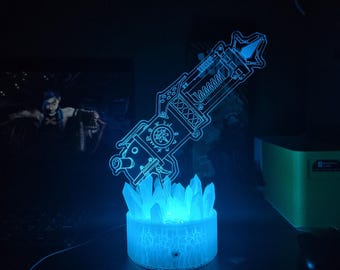 Arcane Jinx Gun-inspirerad RGB LED-lampa, kan ändras i olika positioner - USB- eller batteridriven