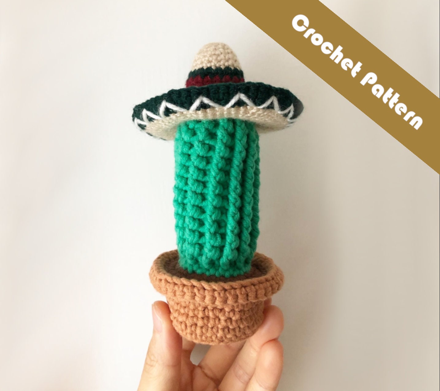Potted Cactus with Sombrero Amigurumi Pattern