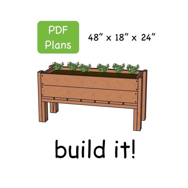 Planos de jardineras elevadas de bricolaje - Planos de jardineras de cedro - PDF - Planos de jardineras elevadas - Diseño simple de jardineras elevadas - Fácil de seguir