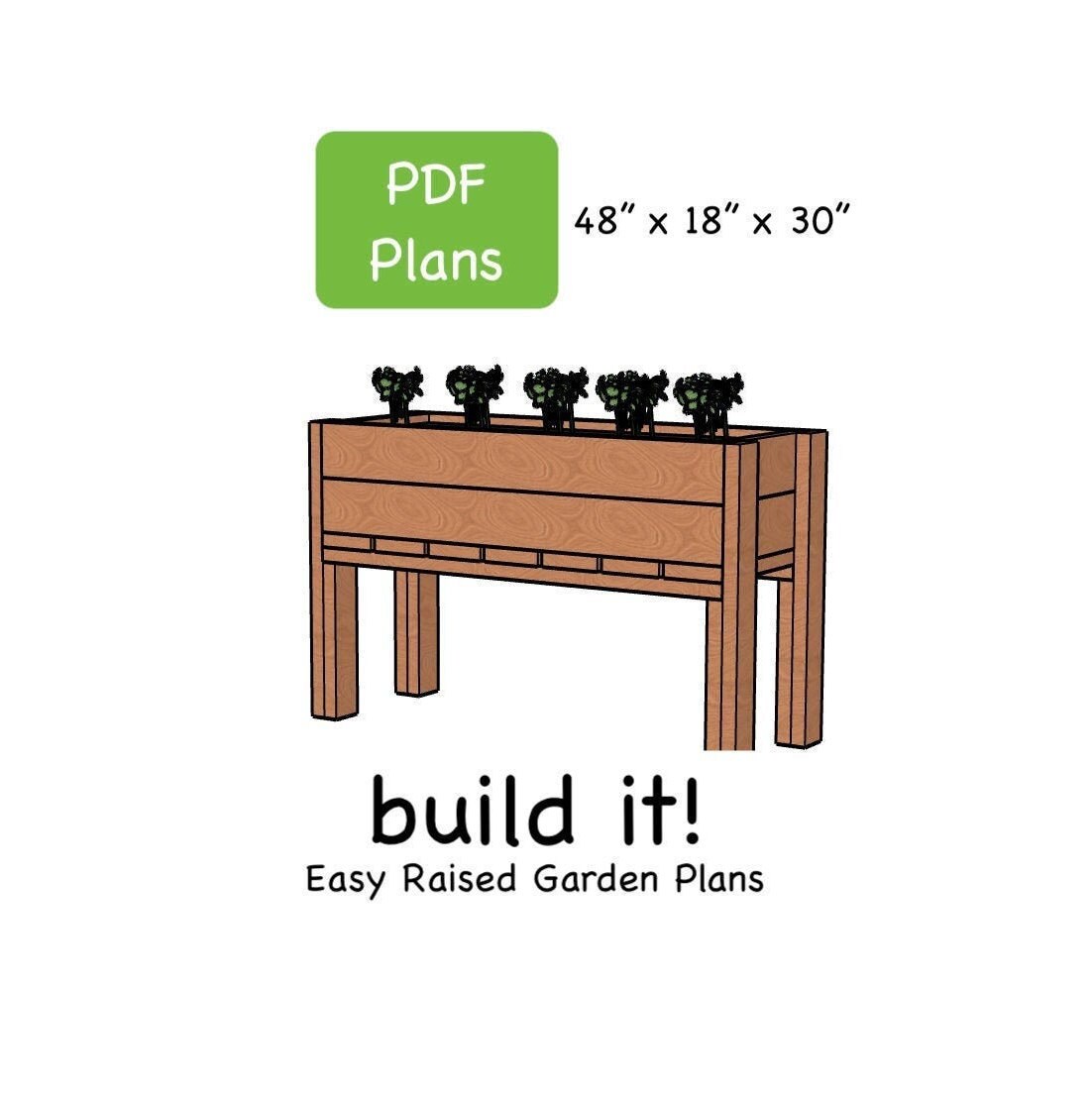 DIY Raised Planter Bed Download PDF Planter Box Plans Etsy
