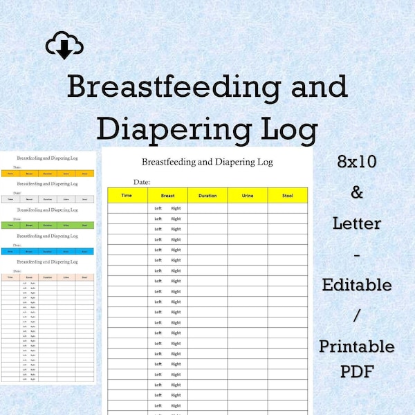 6 Color Breastfeeding and Diapering Log, Simple and Easy to Use! Great Deal!