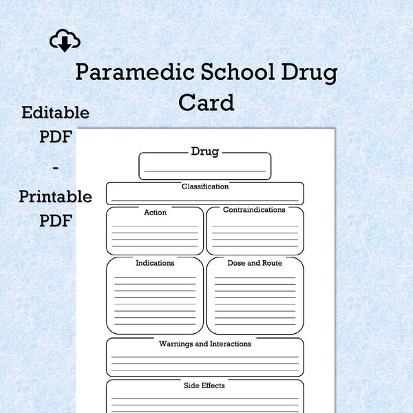 Paramedic Drug Cards - Etsy