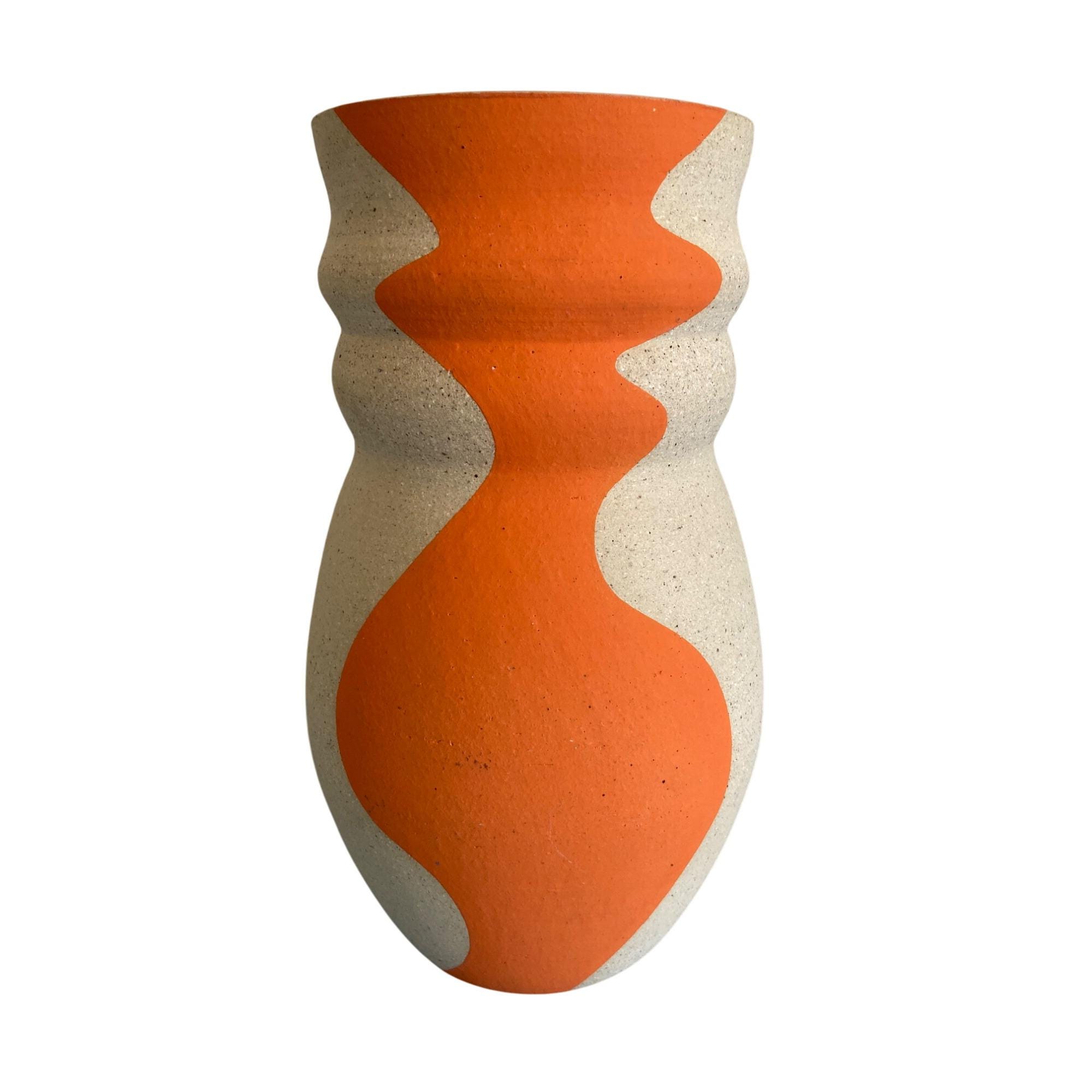 Large Orange Curvy Vase by Laura Melissa Pottery Ceramica Columbia