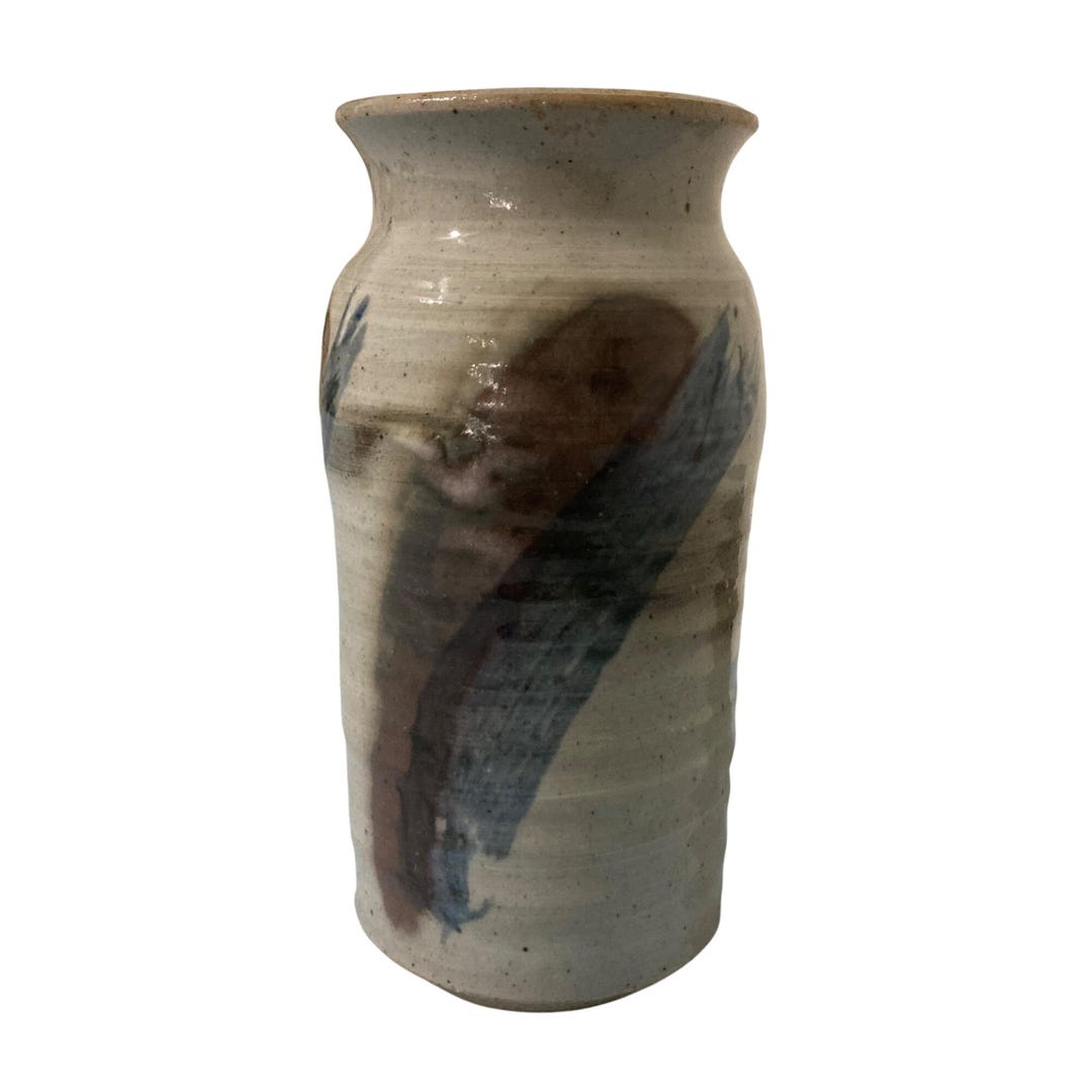 Stoneware Pottery Vase Gray Blue Purple Signed - Etsy