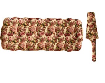 Vintage Chintz Rose Floral Serving Cheeseboard Charcuterie Dessert Tray & Server