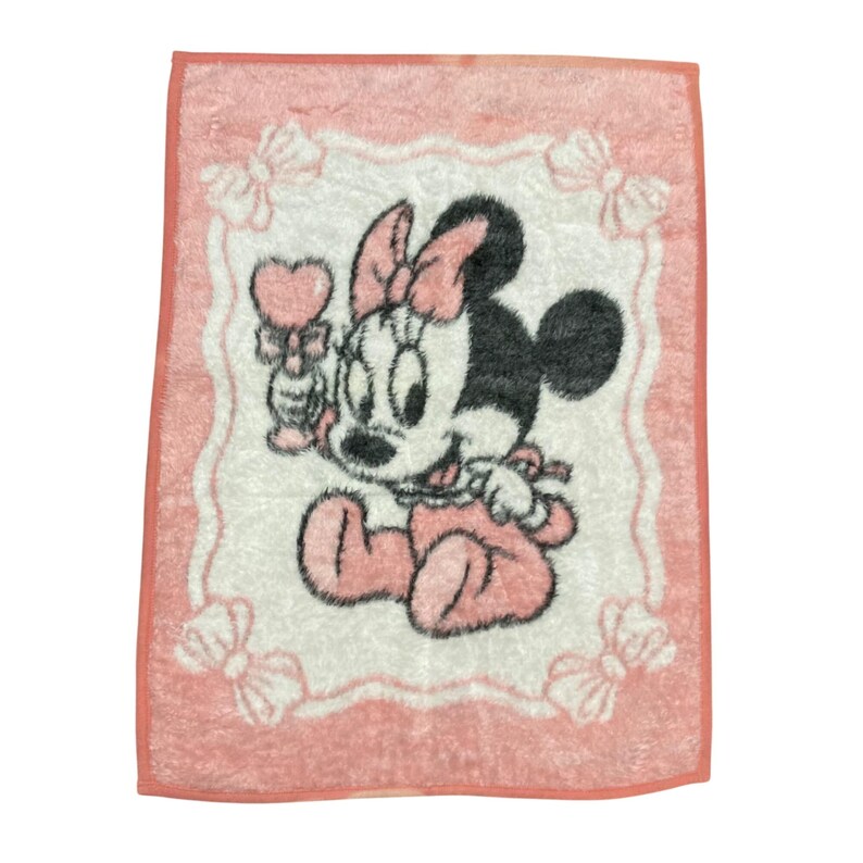 1984 Biederlack Minnie Mouse Walt Disney Pink Blanket image 2