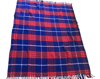 Red White And Blue Wool Plaid Blanket