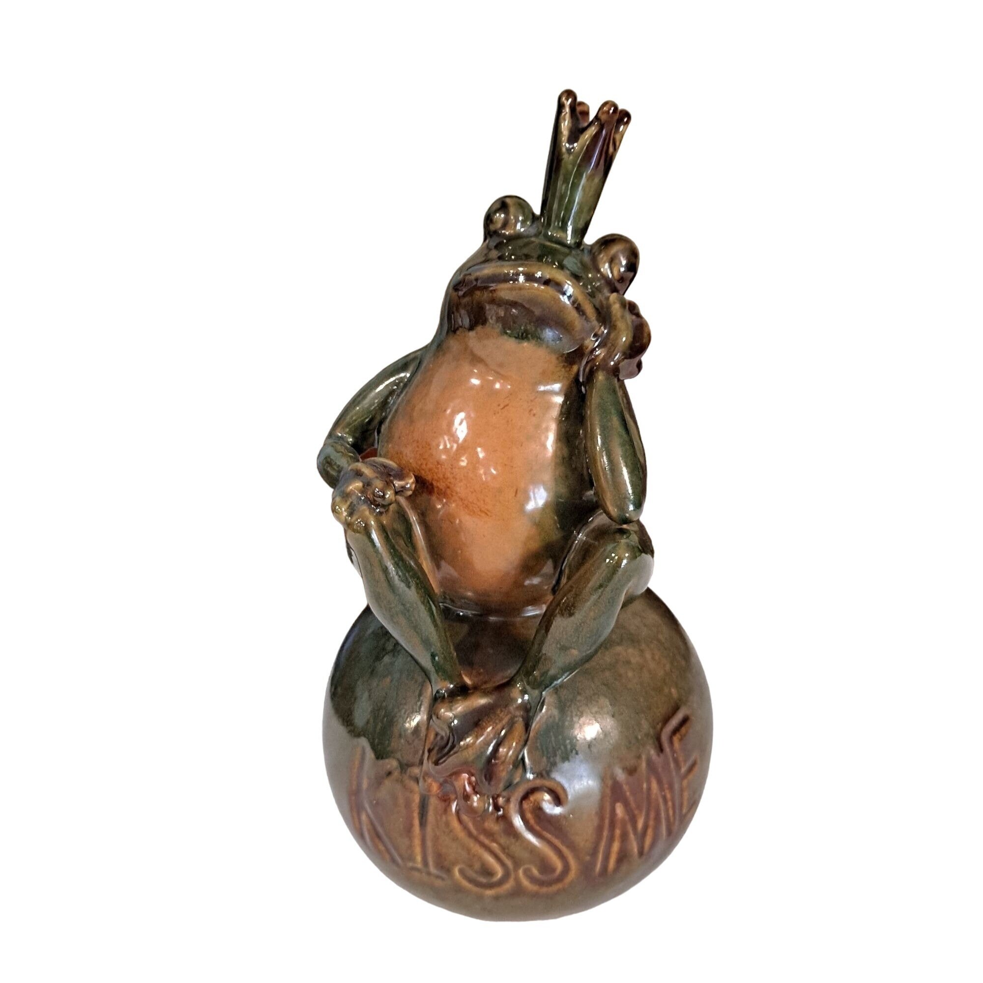 Vintage Pottery Frog Prince Statue Sitting Globe Home or Etsy Canada