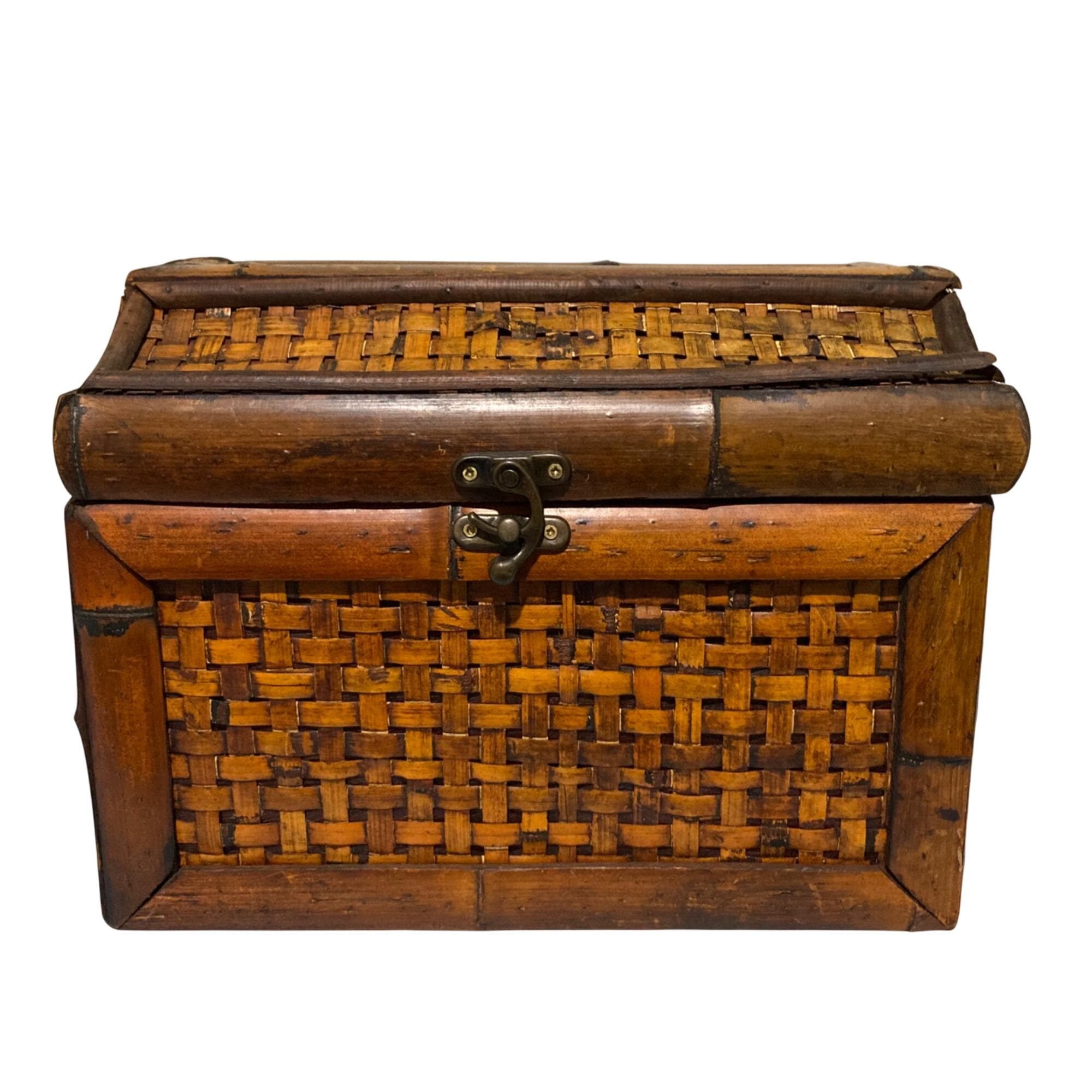Vintage Wicker Chest With Brass - Etsy