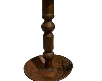Vintage Mexico Mexican Historical Copper Candle Holder Inscribed