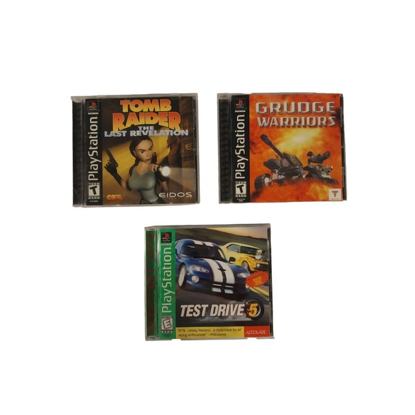 PS1 Sony Playstation One Tomb Raider Grudge Warriors Test Drive 5 Tested Lot 3