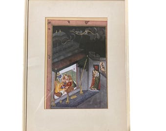 Vintage Indian Painting Krishna And Radha Framed Art Print