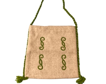 Bolso Tagari griego tejido a mano con diseño ecológico, elaborado en Grecia.