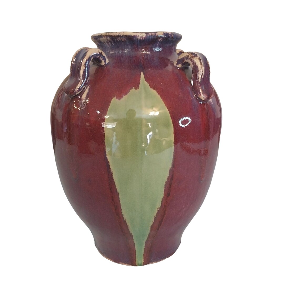 Vintage Large Vase Stunning Purple and Green Flambe Glaze Etsy