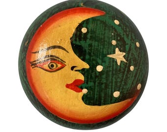 Celestial Moon And Stars Hand Painted Wooden Trinket Box