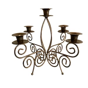 Vintage Large Gold Tone Metal Candelabra Centerpiece