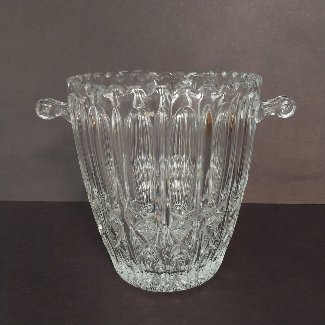 Vintage Crystal Ice Bucket With Handles Etsy