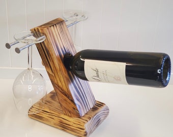 Solid Wood Wine and Glass Holder