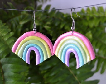 Fun Rainbow Earrings | POLYMER CLAY EARRINGS | Abstract Jewelry | Cute Earrings | Colorful | lightweight | handmade | statement earrings