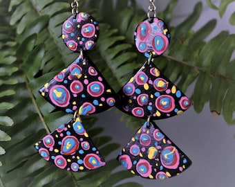 Abstract Drop Earrings | POLYMER CLAY EARRINGS | Abstract Jewelry | Cute Earrings | Colorful | lightweight | handmade | statement earring